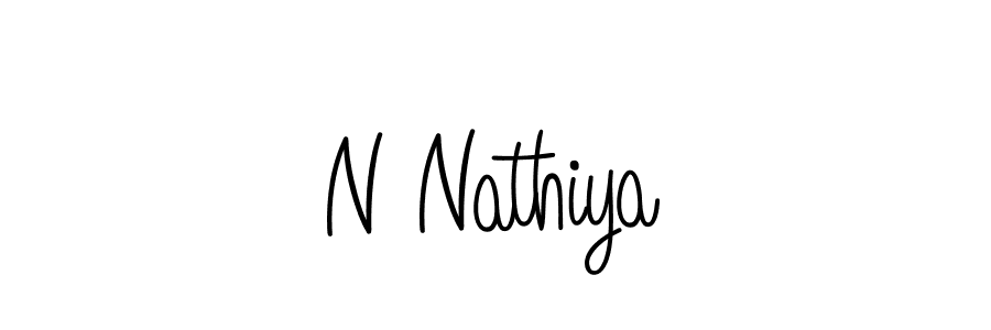 You should practise on your own different ways (Angelique-Rose-font-FFP) to write your name (N Nathiya) in signature. don't let someone else do it for you. N Nathiya signature style 5 images and pictures png
