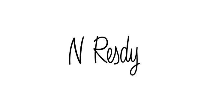 The best way (Angelique-Rose-font-FFP) to make a short signature is to pick only two or three words in your name. The name N Resdy include a total of six letters. For converting this name. N Resdy signature style 5 images and pictures png