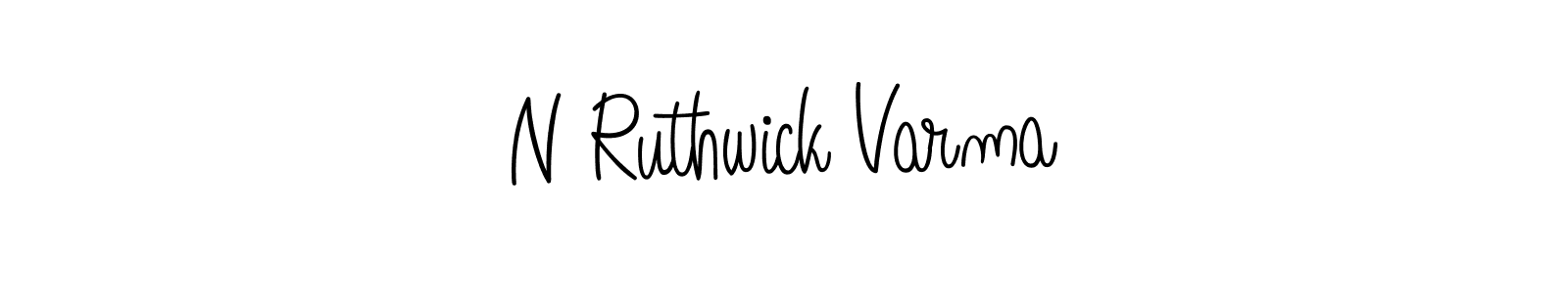 The best way (Angelique-Rose-font-FFP) to make a short signature is to pick only two or three words in your name. The name N Ruthwick Varma include a total of six letters. For converting this name. N Ruthwick Varma signature style 5 images and pictures png