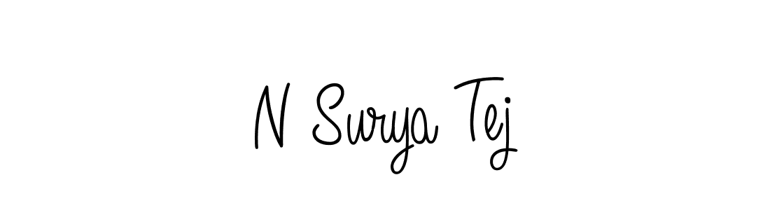Use a signature maker to create a handwritten signature online. With this signature software, you can design (Angelique-Rose-font-FFP) your own signature for name N Surya Tej. N Surya Tej signature style 5 images and pictures png