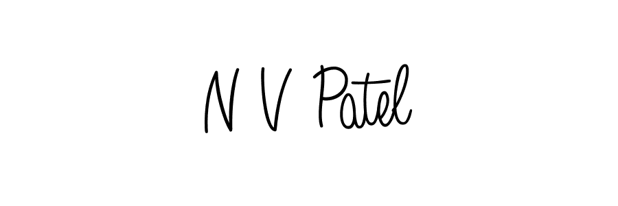 How to make N V Patel name signature. Use Angelique-Rose-font-FFP style for creating short signs online. This is the latest handwritten sign. N V Patel signature style 5 images and pictures png