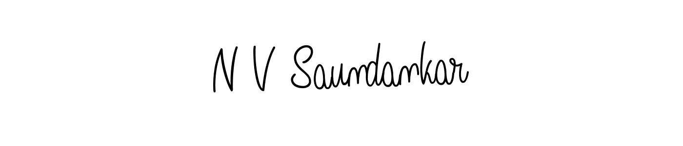 The best way (Angelique-Rose-font-FFP) to make a short signature is to pick only two or three words in your name. The name N V Saundankar include a total of six letters. For converting this name. N V Saundankar signature style 5 images and pictures png