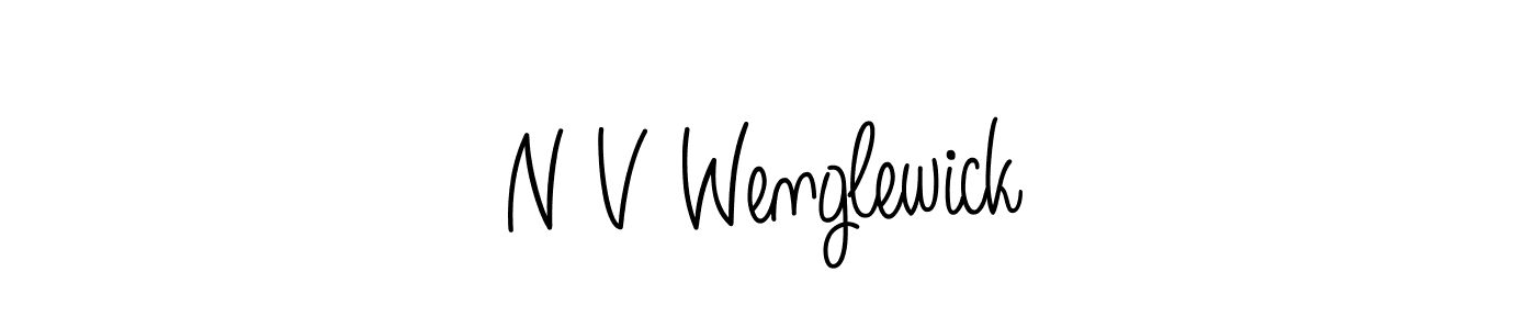 The best way (Angelique-Rose-font-FFP) to make a short signature is to pick only two or three words in your name. The name N V Wenglewick include a total of six letters. For converting this name. N V Wenglewick signature style 5 images and pictures png