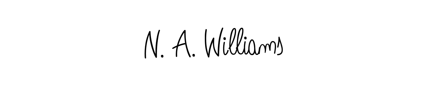 Make a beautiful signature design for name N. A. Williams. With this signature (Angelique-Rose-font-FFP) style, you can create a handwritten signature for free. N. A. Williams signature style 5 images and pictures png