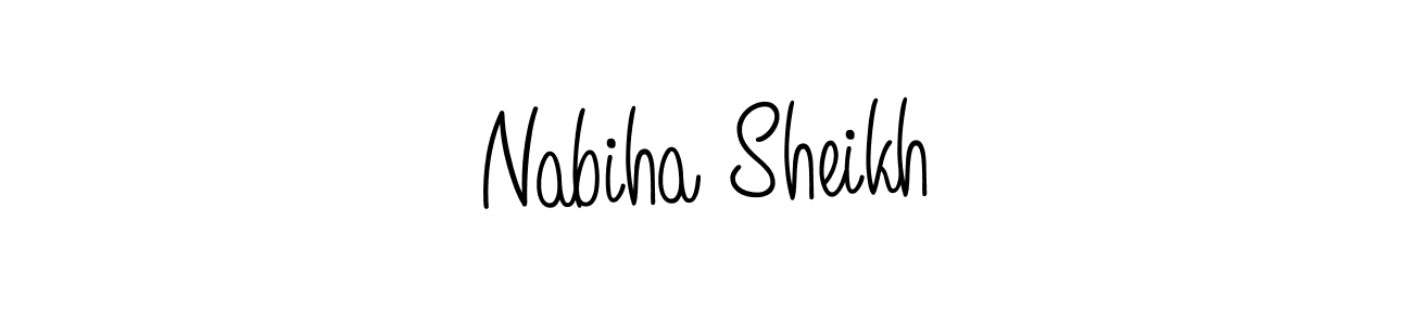 You should practise on your own different ways (Angelique-Rose-font-FFP) to write your name (Nabiha Sheikh) in signature. don't let someone else do it for you. Nabiha Sheikh signature style 5 images and pictures png