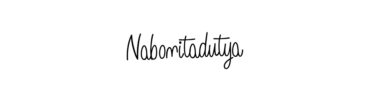 You should practise on your own different ways (Angelique-Rose-font-FFP) to write your name (Nabonitadutya) in signature. don't let someone else do it for you. Nabonitadutya signature style 5 images and pictures png
