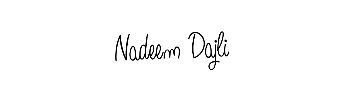 You should practise on your own different ways (Angelique-Rose-font-FFP) to write your name (Nadeem Dajli) in signature. don't let someone else do it for you. Nadeem Dajli signature style 5 images and pictures png