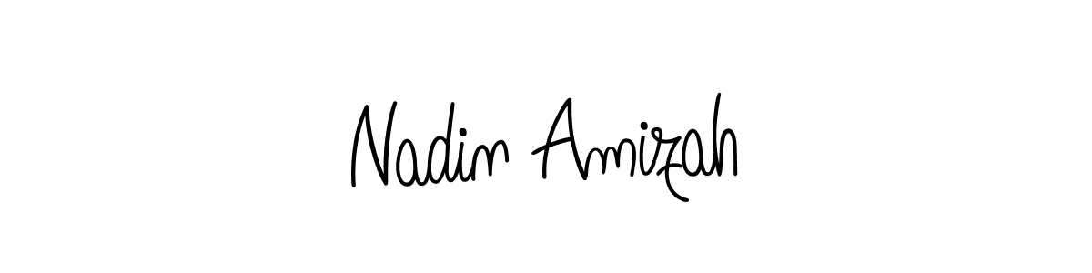 You should practise on your own different ways (Angelique-Rose-font-FFP) to write your name (Nadin Amizah) in signature. don't let someone else do it for you. Nadin Amizah signature style 5 images and pictures png