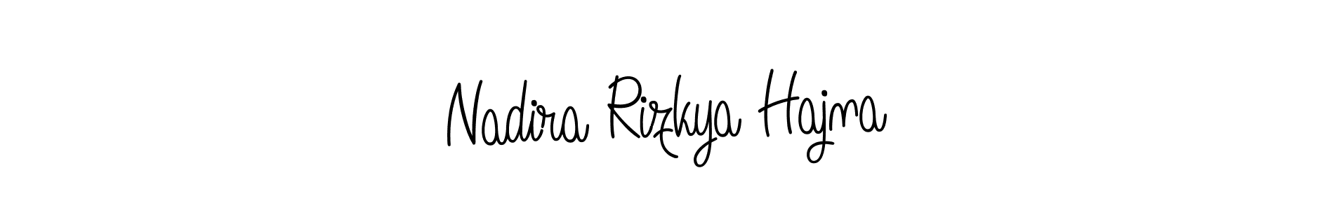 You should practise on your own different ways (Angelique-Rose-font-FFP) to write your name (Nadira Rizkya Hajna) in signature. don't let someone else do it for you. Nadira Rizkya Hajna signature style 5 images and pictures png