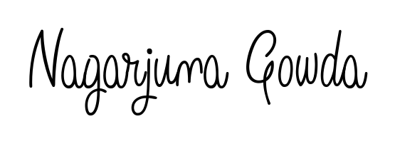 A sleek calligraphic signature for name Nagarjuna Gowda utilizing Angelique-Rose-font-FFP styling. Great for adding personal signatures to photos and art. Nagarjuna Gowda signature style 5 images and pictures png