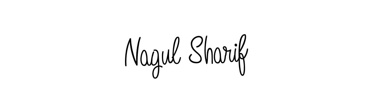 You should practise on your own different ways (Angelique-Rose-font-FFP) to write your name (Nagul Sharif) in signature. don't let someone else do it for you. Nagul Sharif signature style 5 images and pictures png