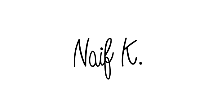 Angelique-Rose-font-FFP is a professional signature style that is perfect for those who want to add a touch of class to their signature. It is also a great choice for those who want to make their signature more unique. Get Naif K. name to fancy signature for free. Naif K. signature style 5 images and pictures png