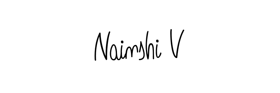 Also You can easily find your signature by using the search form. We will create Nainshi V name handwritten signature images for you free of cost using Angelique-Rose-font-FFP sign style. Nainshi V signature style 5 images and pictures png