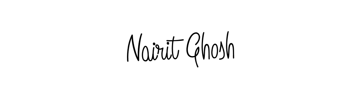 You should practise on your own different ways (Angelique-Rose-font-FFP) to write your name (Nairit Ghosh) in signature. don't let someone else do it for you. Nairit Ghosh signature style 5 images and pictures png