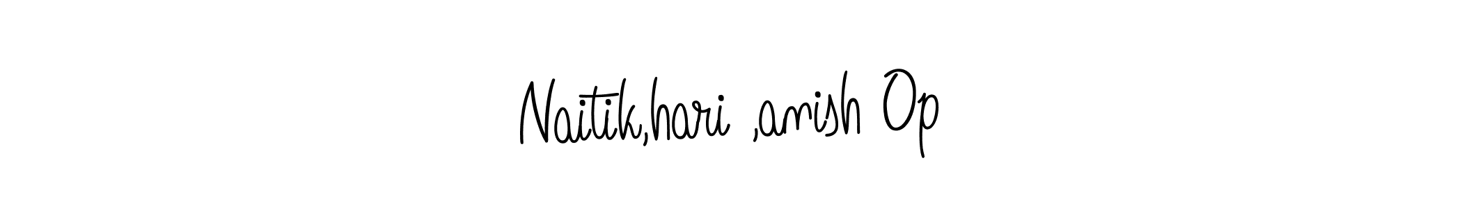 How to make Naitik,hari ,anish Op name signature. Use Angelique-Rose-font-FFP style for creating short signs online. This is the latest handwritten sign. Naitik,hari ,anish Op signature style 5 images and pictures png