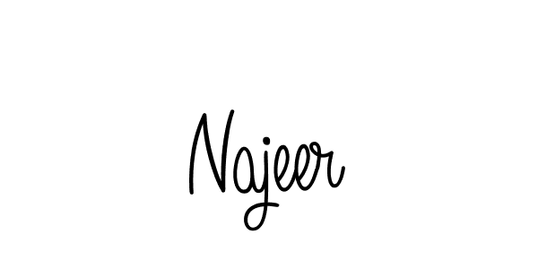 Use a signature maker to create a handwritten signature online. With this signature software, you can design (Angelique-Rose-font-FFP) your own signature for name Najeer. Najeer signature style 5 images and pictures png