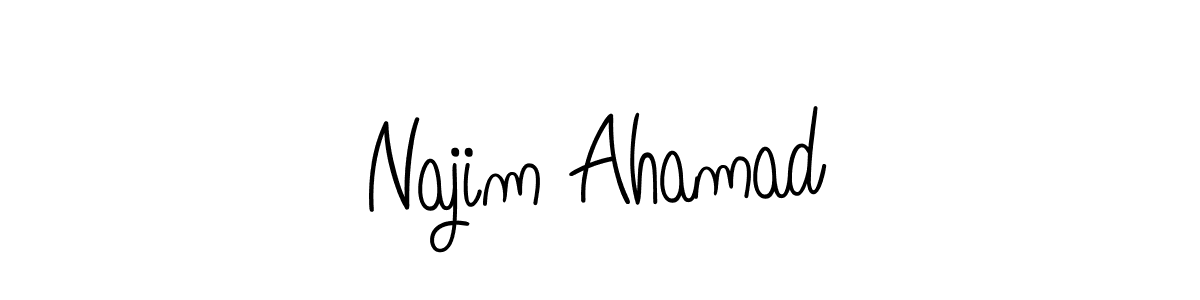 You should practise on your own different ways (Angelique-Rose-font-FFP) to write your name (Najim Ahamad) in signature. don't let someone else do it for you. Najim Ahamad signature style 5 images and pictures png