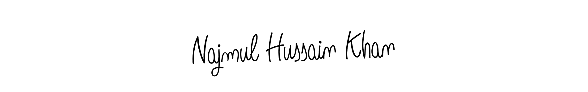The best way (Angelique-Rose-font-FFP) to make a short signature is to pick only two or three words in your name. The name Najmul Hussain Khan include a total of six letters. For converting this name. Najmul Hussain Khan signature style 5 images and pictures png