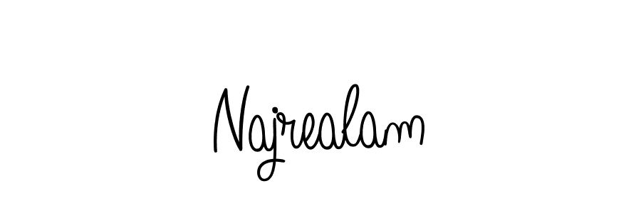 Make a beautiful signature design for name Najrealam. With this signature (Angelique-Rose-font-FFP) style, you can create a handwritten signature for free. Najrealam signature style 5 images and pictures png