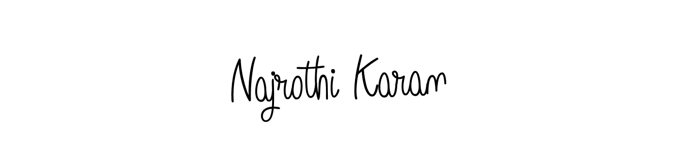 You should practise on your own different ways (Angelique-Rose-font-FFP) to write your name (Najrothi Karan) in signature. don't let someone else do it for you. Najrothi Karan signature style 5 images and pictures png
