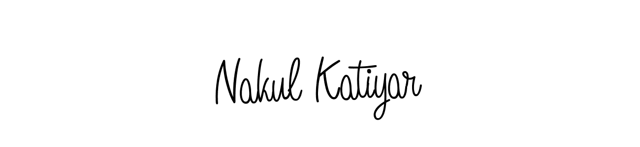 You should practise on your own different ways (Angelique-Rose-font-FFP) to write your name (Nakul Katiyar) in signature. don't let someone else do it for you. Nakul Katiyar signature style 5 images and pictures png