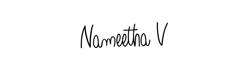 if you are searching for the best signature style for your name Nameetha V. so please give up your signature search. here we have designed multiple signature styles  using Angelique-Rose-font-FFP. Nameetha V signature style 5 images and pictures png