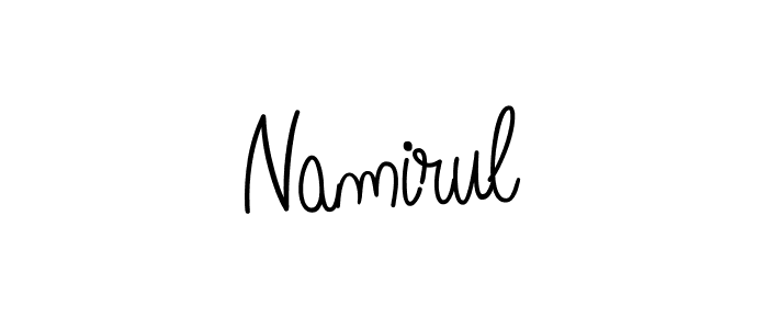 Make a beautiful signature design for name Namirul. With this signature (Angelique-Rose-font-FFP) style, you can create a handwritten signature for free. Namirul signature style 5 images and pictures png