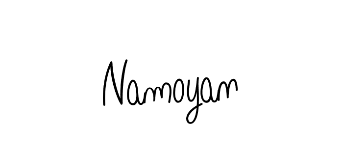 Make a beautiful signature design for name Namoyan. With this signature (Angelique-Rose-font-FFP) style, you can create a handwritten signature for free. Namoyan signature style 5 images and pictures png