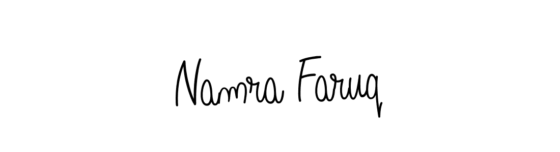 Use a signature maker to create a handwritten signature online. With this signature software, you can design (Angelique-Rose-font-FFP) your own signature for name Namra Faruq. Namra Faruq signature style 5 images and pictures png