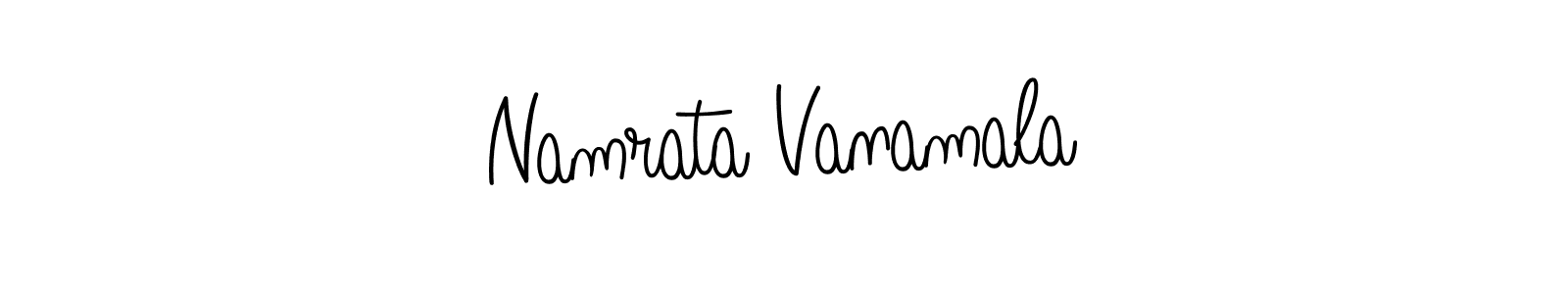 The best way (Angelique-Rose-font-FFP) to make a short signature is to pick only two or three words in your name. The name Namrata Vanamala include a total of six letters. For converting this name. Namrata Vanamala signature style 5 images and pictures png