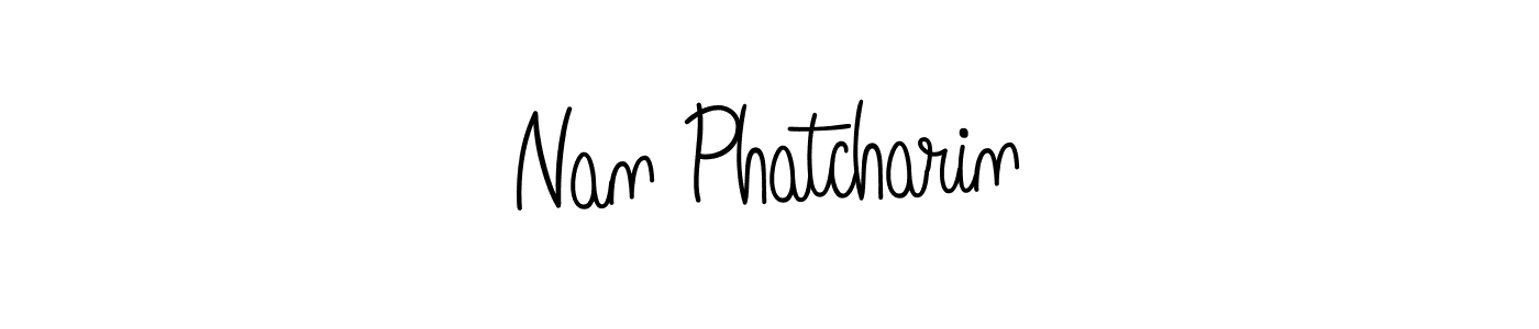 Use a signature maker to create a handwritten signature online. With this signature software, you can design (Angelique-Rose-font-FFP) your own signature for name Nan Phatcharin. Nan Phatcharin signature style 5 images and pictures png