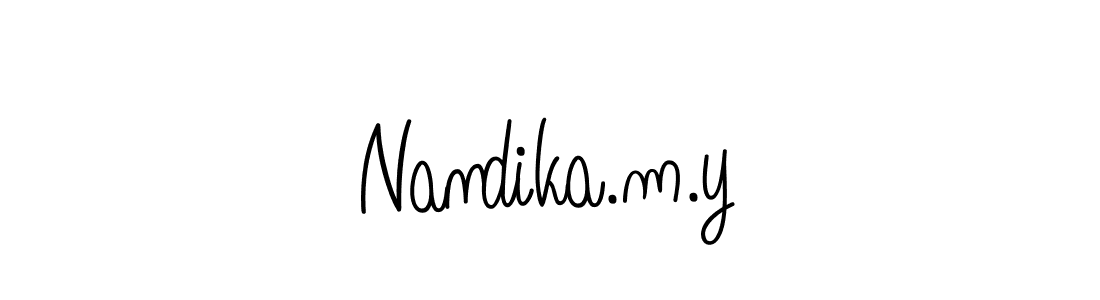 The best way (Angelique-Rose-font-FFP) to make a short signature is to pick only two or three words in your name. The name Nandika.m.y include a total of six letters. For converting this name. Nandika.m.y signature style 5 images and pictures png