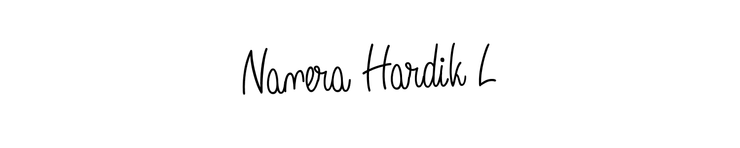 The best way (Angelique-Rose-font-FFP) to make a short signature is to pick only two or three words in your name. The name Nanera Hardik L include a total of six letters. For converting this name. Nanera Hardik L signature style 5 images and pictures png
