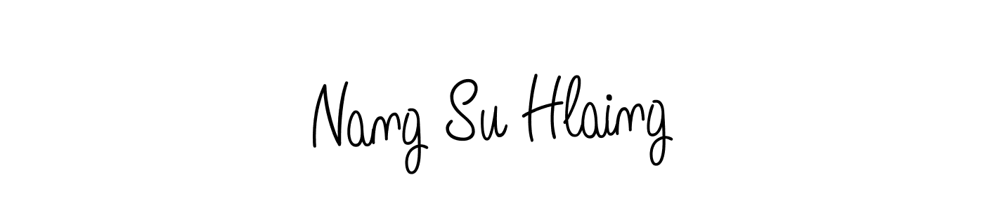 Use a signature maker to create a handwritten signature online. With this signature software, you can design (Angelique-Rose-font-FFP) your own signature for name Nang Su Hlaing. Nang Su Hlaing signature style 5 images and pictures png
