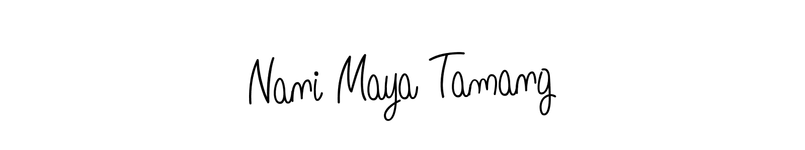 The best way (Angelique-Rose-font-FFP) to make a short signature is to pick only two or three words in your name. The name Nani Maya Tamang include a total of six letters. For converting this name. Nani Maya Tamang signature style 5 images and pictures png