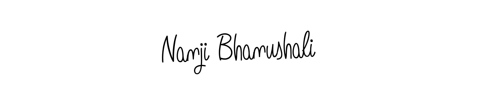 How to make Nanji Bhanushali name signature. Use Angelique-Rose-font-FFP style for creating short signs online. This is the latest handwritten sign. Nanji Bhanushali signature style 5 images and pictures png