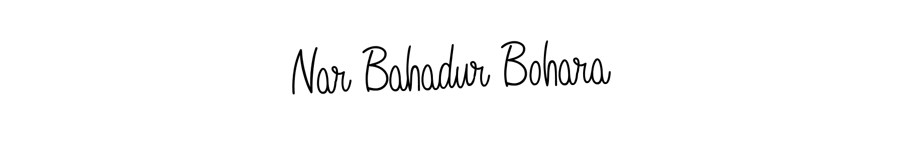 You should practise on your own different ways (Angelique-Rose-font-FFP) to write your name (Nar Bahadur Bohara) in signature. don't let someone else do it for you. Nar Bahadur Bohara signature style 5 images and pictures png