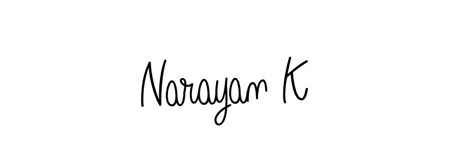 The best way (Angelique-Rose-font-FFP) to make a short signature is to pick only two or three words in your name. The name Narayan K include a total of six letters. For converting this name. Narayan K signature style 5 images and pictures png