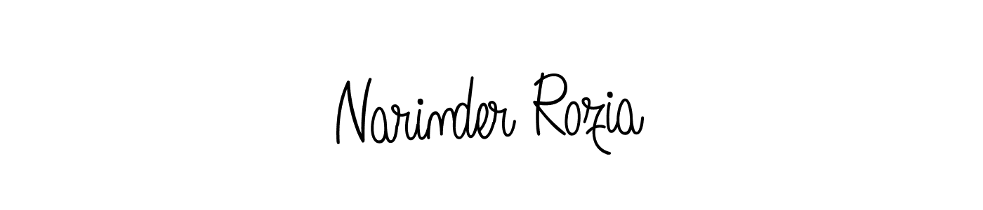 Create a beautiful signature design for name Narinder Rozia. With this signature (Angelique-Rose-font-FFP) fonts, you can make a handwritten signature for free. Narinder Rozia signature style 5 images and pictures png