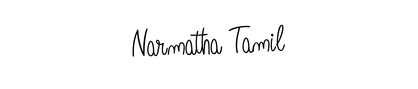 Create a beautiful signature design for name Narmatha Tamil. With this signature (Angelique-Rose-font-FFP) fonts, you can make a handwritten signature for free. Narmatha Tamil signature style 5 images and pictures png