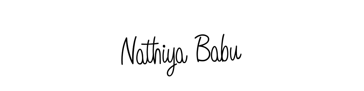 Create a beautiful signature design for name Nathiya Babu. With this signature (Angelique-Rose-font-FFP) fonts, you can make a handwritten signature for free. Nathiya Babu signature style 5 images and pictures png