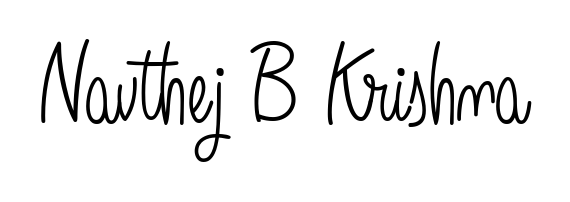 Get inspired by this graceful Angelique-Rose-font-FFP signature style for name Navthej B Krishna. Smooth loops and balanced proportions for everyday use. Navthej B Krishna signature style 5 images and pictures png
