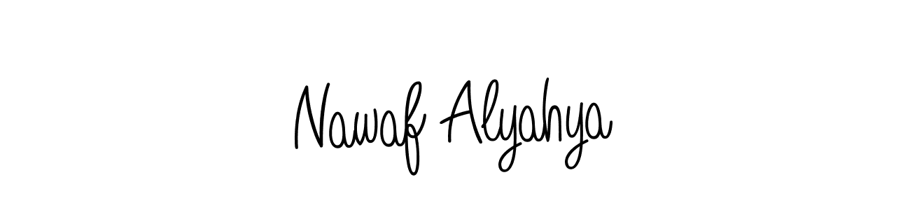 You should practise on your own different ways (Angelique-Rose-font-FFP) to write your name (Nawaf Alyahya) in signature. don't let someone else do it for you. Nawaf Alyahya signature style 5 images and pictures png