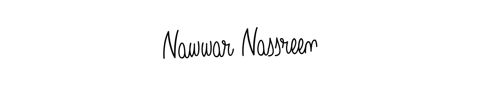 The best way (Angelique-Rose-font-FFP) to make a short signature is to pick only two or three words in your name. The name Nawwar Nassreen  include a total of six letters. For converting this name. Nawwar Nassreen  signature style 5 images and pictures png