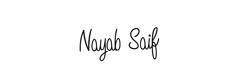 Make a beautiful signature design for name Nayab Saif. With this signature (Angelique-Rose-font-FFP) style, you can create a handwritten signature for free. Nayab Saif signature style 5 images and pictures png