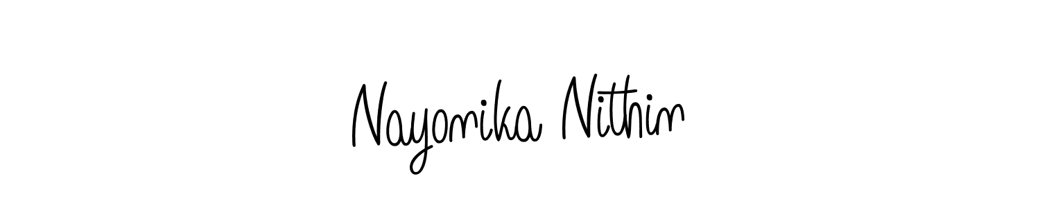 Make a beautiful signature design for name Nayonika Nithin. With this signature (Angelique-Rose-font-FFP) style, you can create a handwritten signature for free. Nayonika Nithin signature style 5 images and pictures png