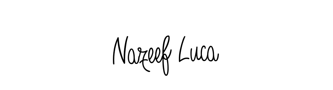 The best way (Angelique-Rose-font-FFP) to make a short signature is to pick only two or three words in your name. The name Nazeef Luca include a total of six letters. For converting this name. Nazeef Luca signature style 5 images and pictures png