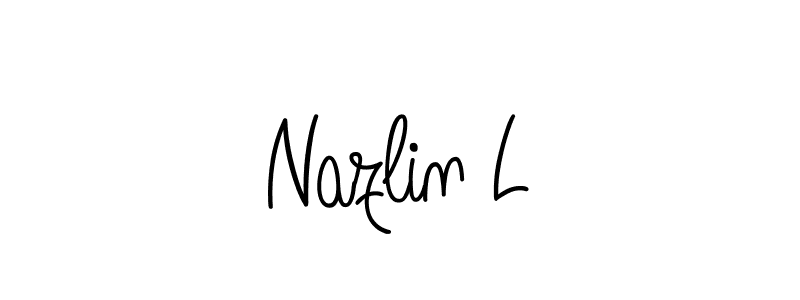 How to make Nazlin L name signature. Use Angelique-Rose-font-FFP style for creating short signs online. This is the latest handwritten sign. Nazlin L signature style 5 images and pictures png