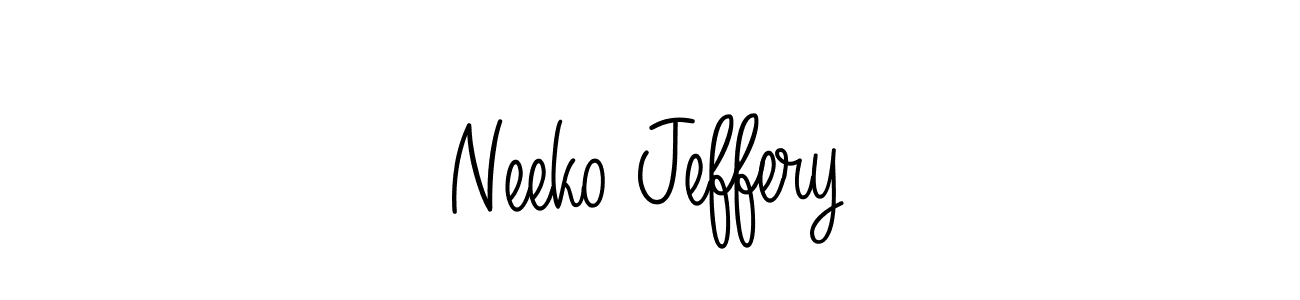 You should practise on your own different ways (Angelique-Rose-font-FFP) to write your name (Neeko Jeffery) in signature. don't let someone else do it for you. Neeko Jeffery signature style 5 images and pictures png