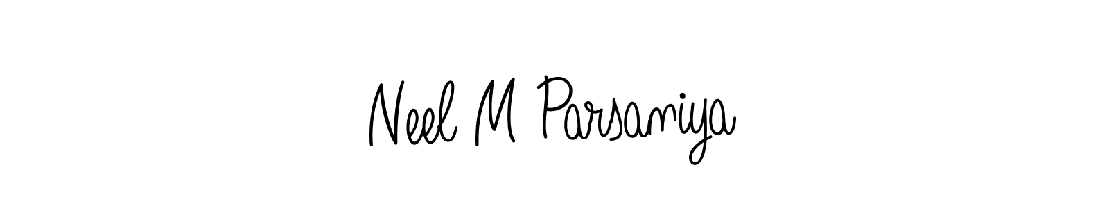 The best way (Angelique-Rose-font-FFP) to make a short signature is to pick only two or three words in your name. The name Neel M Parsaniya include a total of six letters. For converting this name. Neel M Parsaniya signature style 5 images and pictures png
